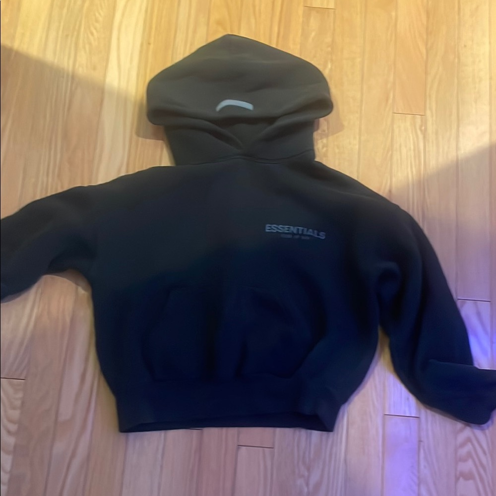 Essentials Black Cropped Hoodie Sweatshirt